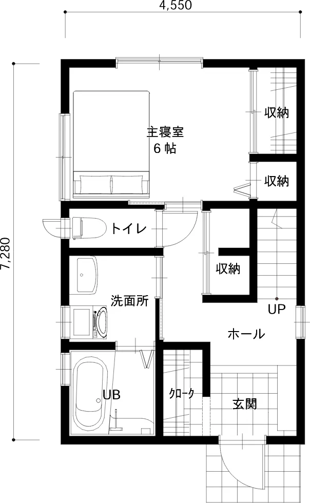 3階建て間取り図 1階