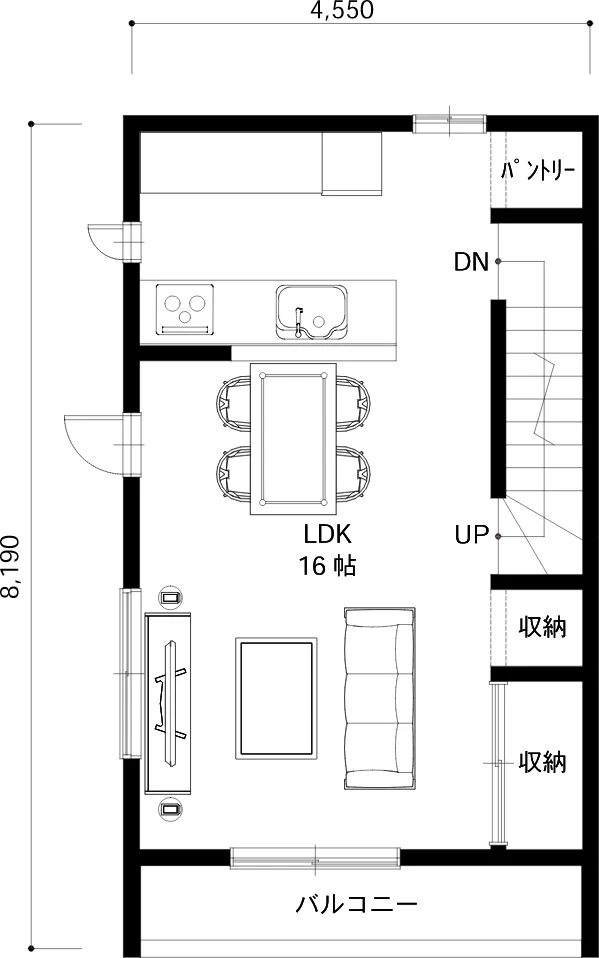 3階建て間取り図 2階